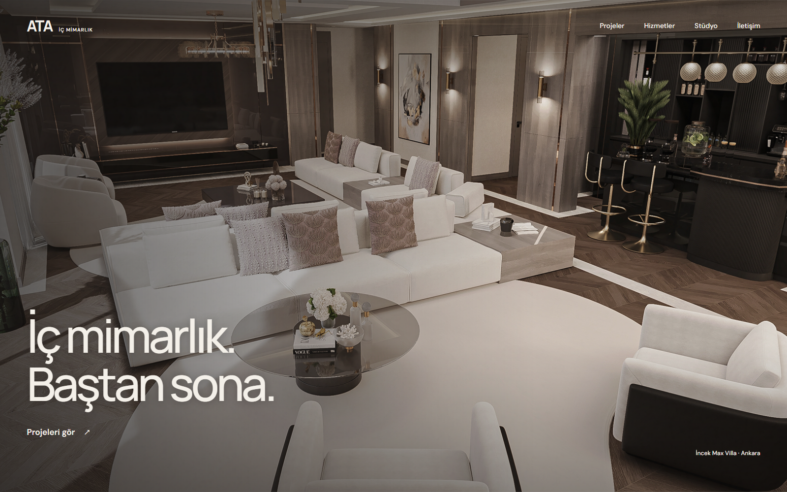 ATA İç Mimarlık web sitesi ekranı