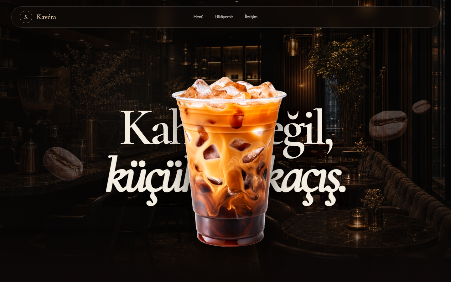 Kavéra Coffee web sitesi ekranı